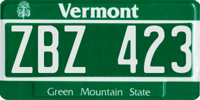 VT license plate ZBZ423