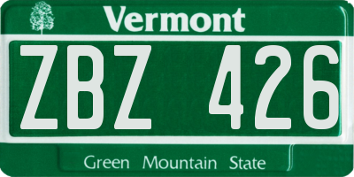 VT license plate ZBZ426
