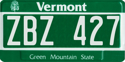 VT license plate ZBZ427