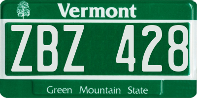 VT license plate ZBZ428