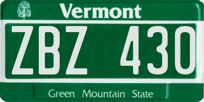 VT license plate ZBZ430