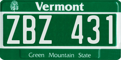 VT license plate ZBZ431