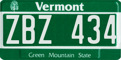 VT license plate ZBZ434