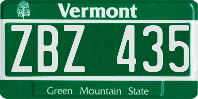 VT license plate ZBZ435