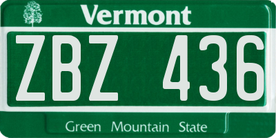 VT license plate ZBZ436