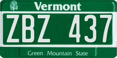 VT license plate ZBZ437