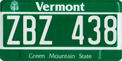 VT license plate ZBZ438