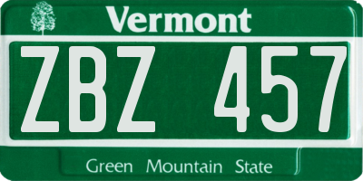VT license plate ZBZ457