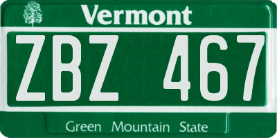 VT license plate ZBZ467