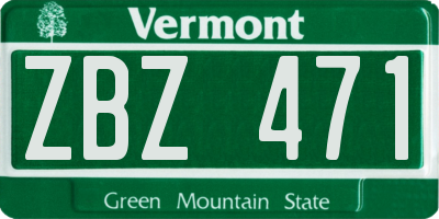 VT license plate ZBZ471