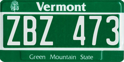 VT license plate ZBZ473