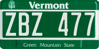 VT license plate ZBZ477