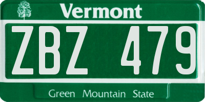 VT license plate ZBZ479