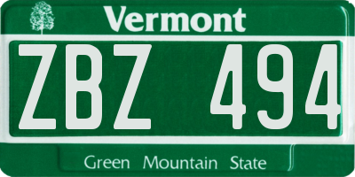 VT license plate ZBZ494