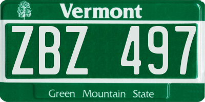 VT license plate ZBZ497