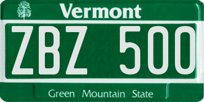 VT license plate ZBZ500