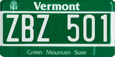 VT license plate ZBZ501
