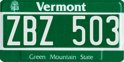 VT license plate ZBZ503