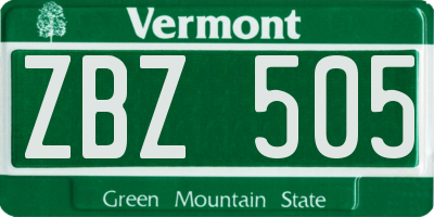 VT license plate ZBZ505