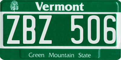 VT license plate ZBZ506