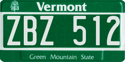 VT license plate ZBZ512