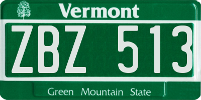 VT license plate ZBZ513