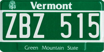 VT license plate ZBZ515