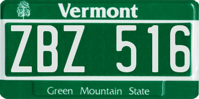 VT license plate ZBZ516