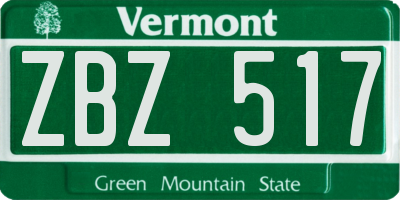 VT license plate ZBZ517