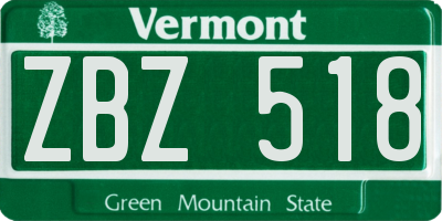VT license plate ZBZ518