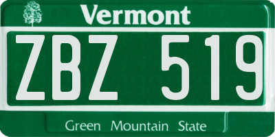 VT license plate ZBZ519