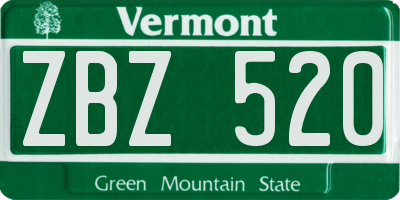 VT license plate ZBZ520