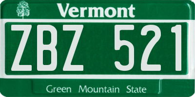 VT license plate ZBZ521