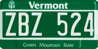 VT license plate ZBZ524