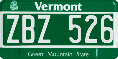 VT license plate ZBZ526