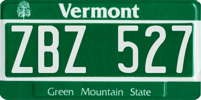 VT license plate ZBZ527