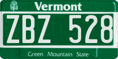 VT license plate ZBZ528