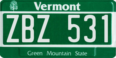 VT license plate ZBZ531