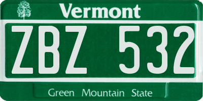 VT license plate ZBZ532
