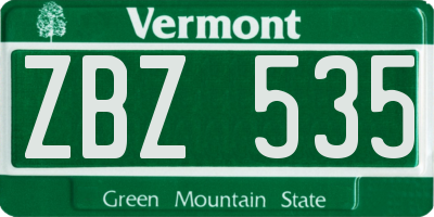 VT license plate ZBZ535