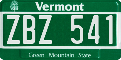 VT license plate ZBZ541
