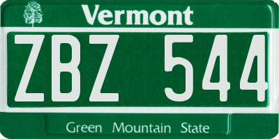 VT license plate ZBZ544
