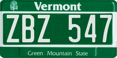 VT license plate ZBZ547