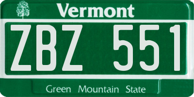 VT license plate ZBZ551