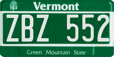VT license plate ZBZ552