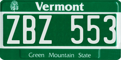 VT license plate ZBZ553