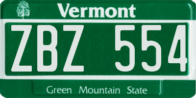 VT license plate ZBZ554