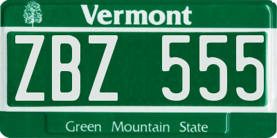 VT license plate ZBZ555