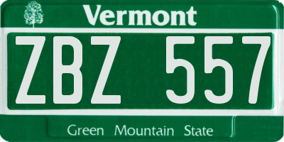 VT license plate ZBZ557