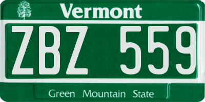 VT license plate ZBZ559